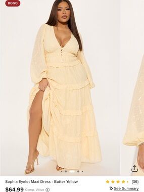 Fashion Nova Butter Yellow Eyelet Maxi Dress